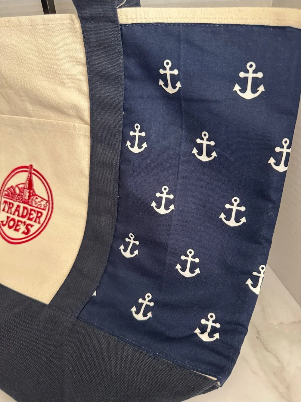 Trader Joe’s Large Navy Canvas Tote. New with Tag. - Picture 8 of 17